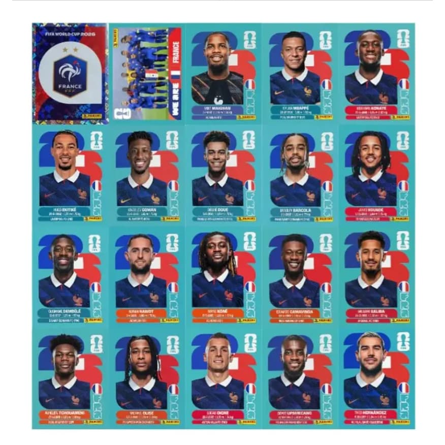 França - Figurinhas Originais Avulsas Copa do Mundo Fifa 2026 (POR) (venda unitária)