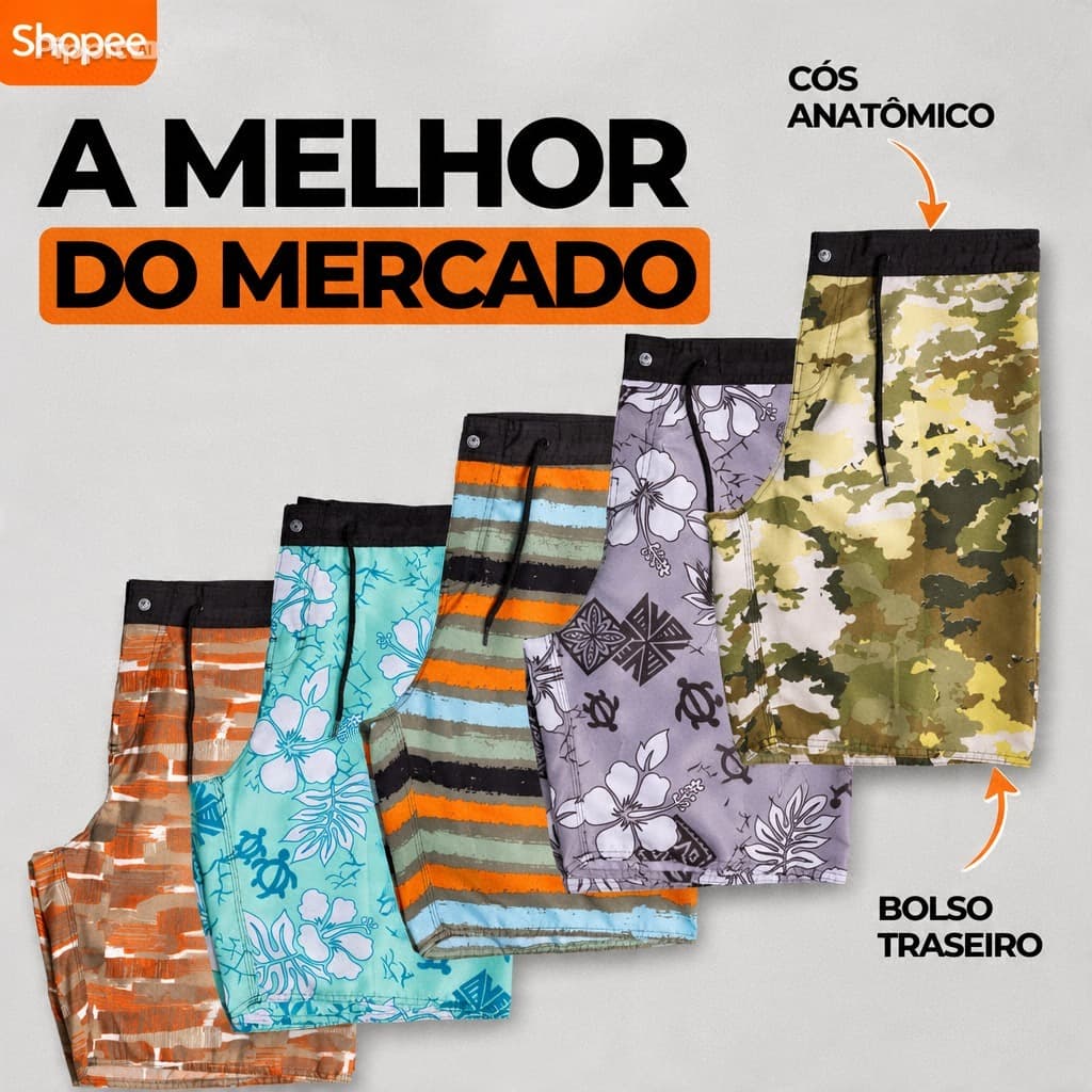 Bermuda Tactel Masculina com Elastano | Secagem Rápida | Direto da Fábrica