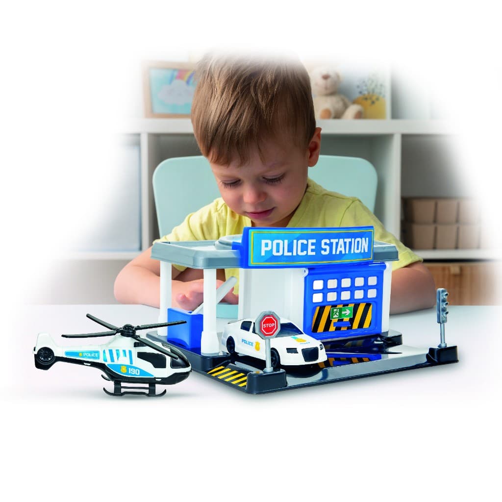 Kit Helicóptero e Polícia carro Avião Resgate Posto Policial Brinquedo Infantil