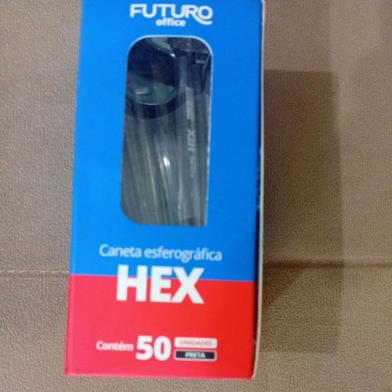 Caixa com 50 unidades de Caneta esferográfica HEX, cores preta e vermelho