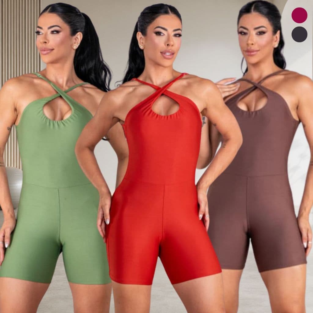 Macaquinho Esportivo Roupa de Academia Decote Frontal Costas Nuas para Malhar Feminino