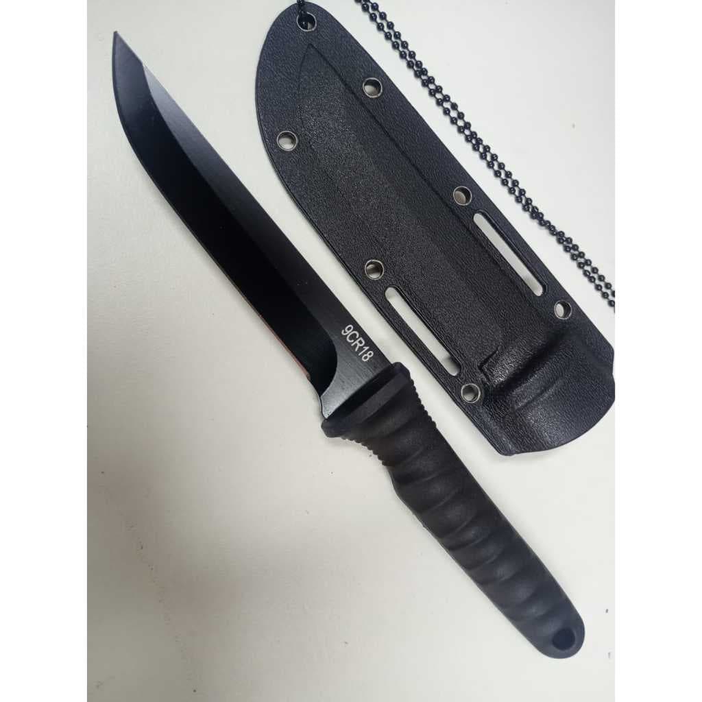 Faca com Bainha Rígida em Aço Inoxidável Modelo Tanto Preta Cozinha Campo Pesca Churrasco Coleção Presente