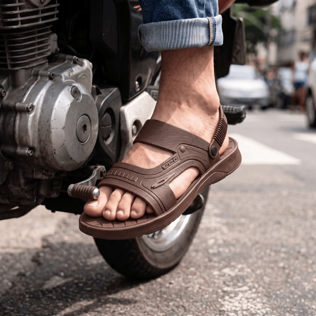 Sandália Franciscana Masculina Adulta Chinelo Papete Motoqueiro Moto Juvenil Palmilha Confort