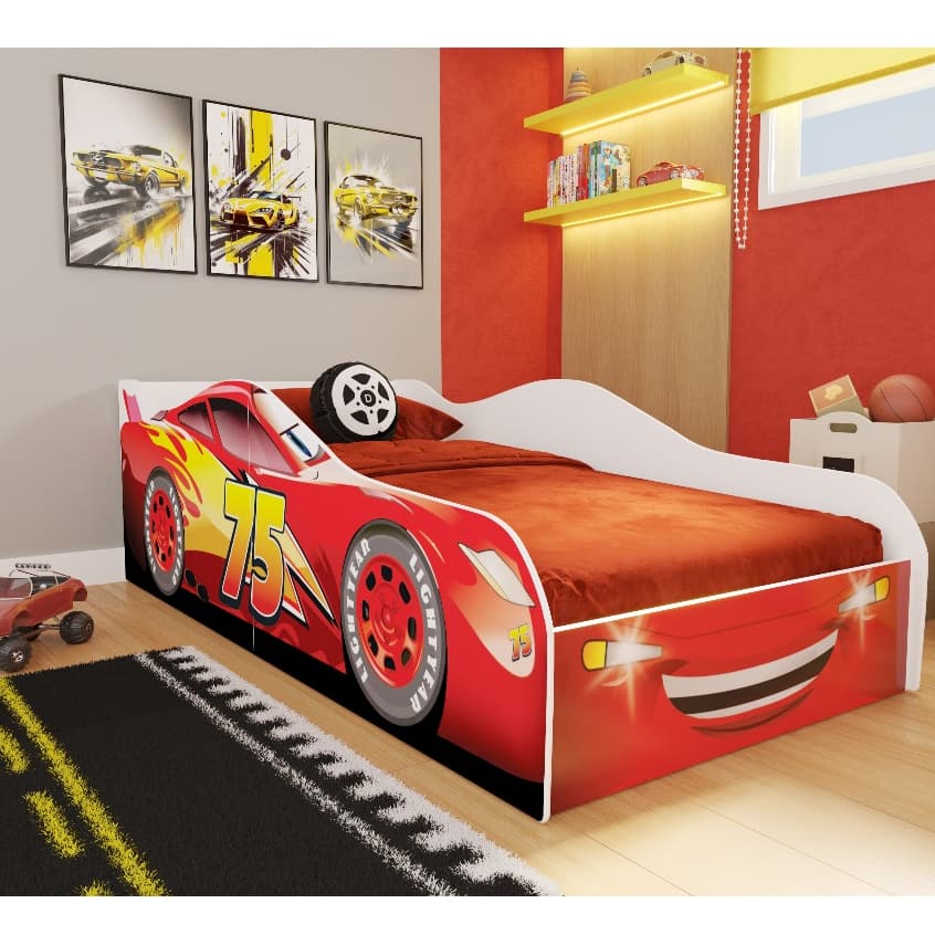 Cama Infantil Cama Carro Personagens com e Sem Colchão Para Quanrto Juvenil Feito em MDF Resistente