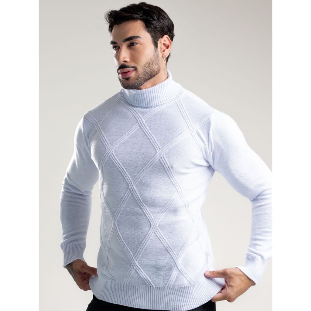 Cacharrel Masculina Tricot Gola Alta Trama Manga Longa Alta Qualidade