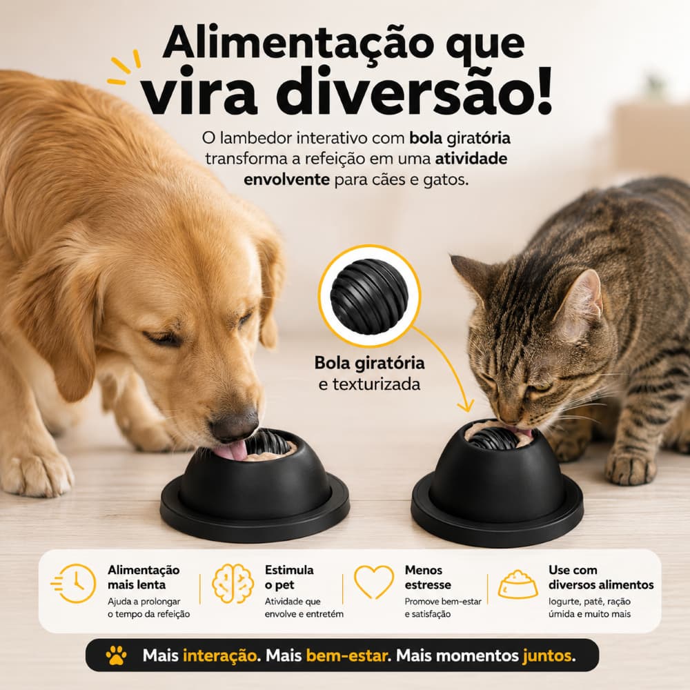 Lambedor Pet Para Cachorro Gato Interativo Bolinha Anti Estresse Comedouro Iogurte Alimentador Lento