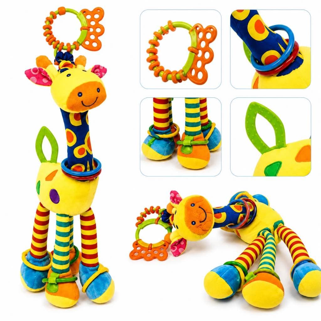 Móbile Girafa Mordedor Chocalho Pelúcia Sensorial Montessori Brinquedo Bebê Menino Menina