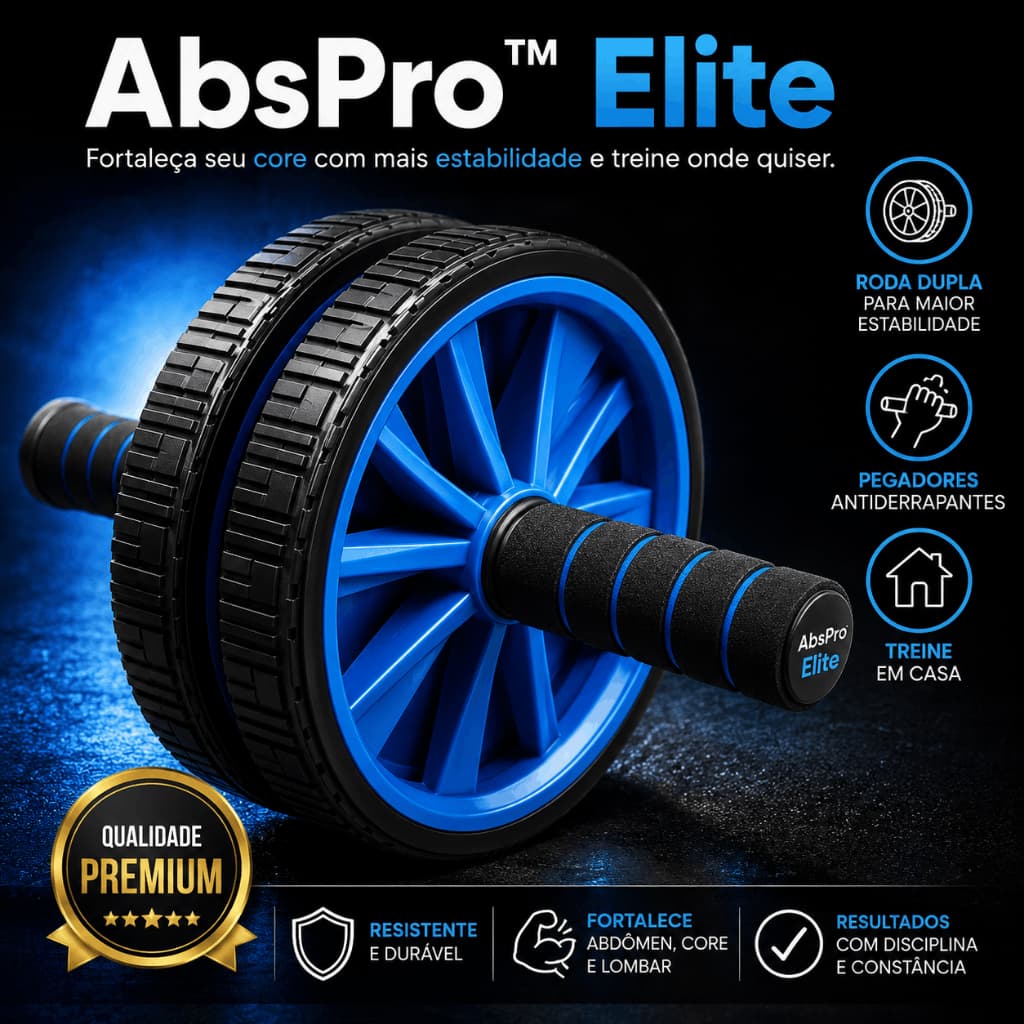 Roda Abdominal Dupla AbsPro™ Elite com Pegadores Antiderrapantes para Treino em Casa Fitness Core