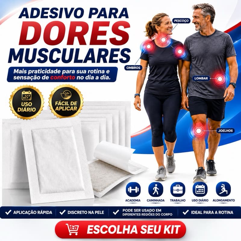 Adesivo para Dores Musculares e Articulações | Uso Diário | Kit 10, 20 ou 30 Unidades