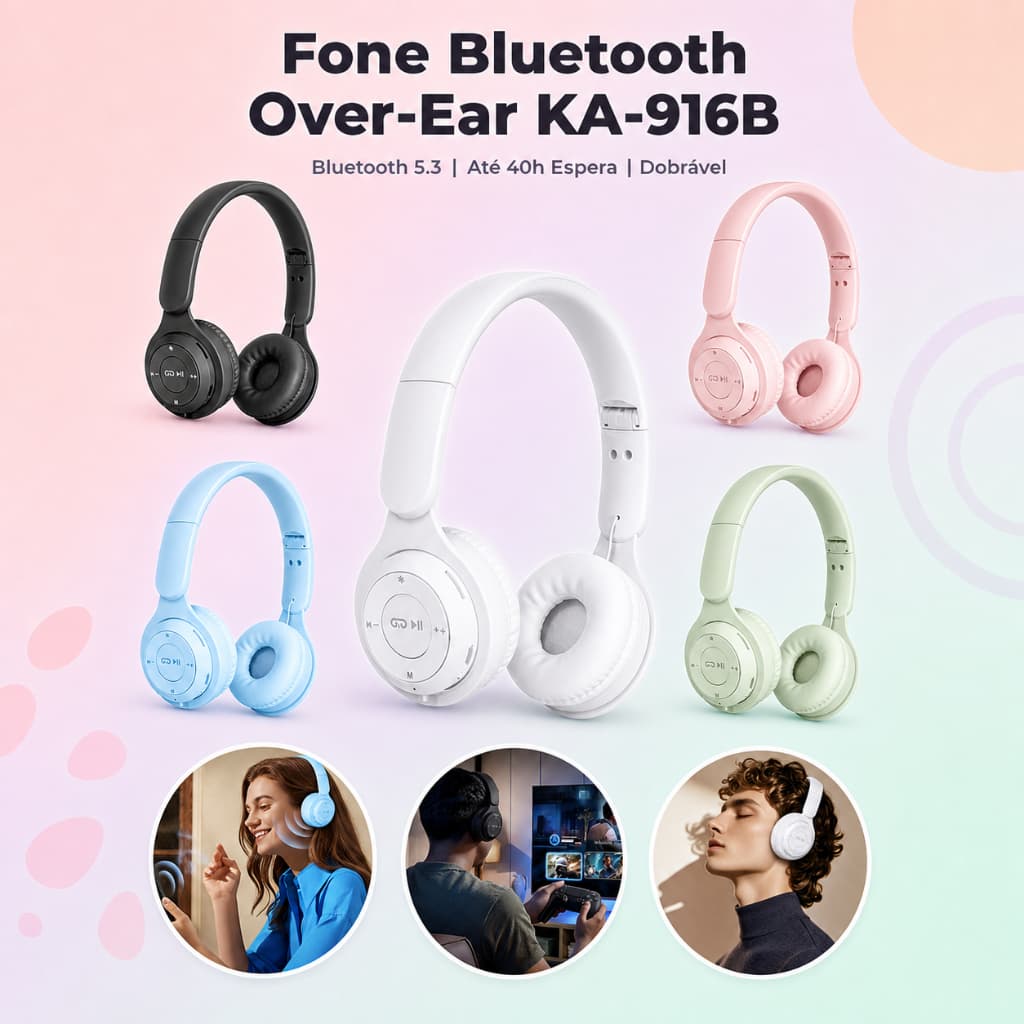 Fone Bluetooth Sem Fio 5.3, bateria duradoura, ótimos para esportes e corrida.