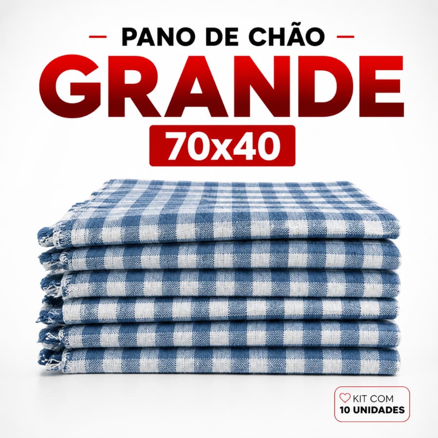 Kit 10 Pano de Chão Xadrez Grande 70X40cm