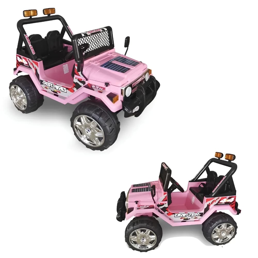 Carro Elétrico Infantil Jipe Bateria 12v com 2 Lugares Pedal e Controle Remoto Farol LED Luz e Som Presente