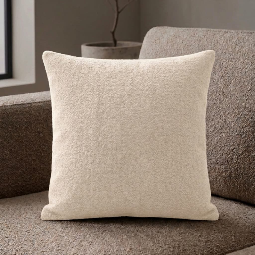 Capa de Almofada 45x45 Off-White Boucle Premium Luxo Decoração
