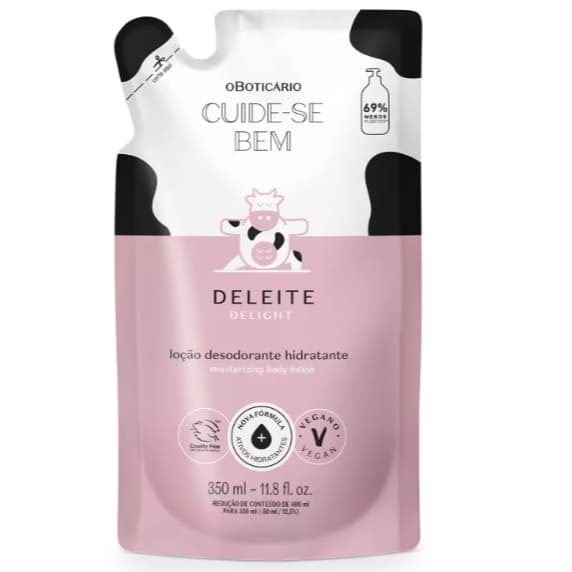 Boticário Refil Loção Desodorante Hidratante Corporal Cuide-se Bem Deleite 350ml