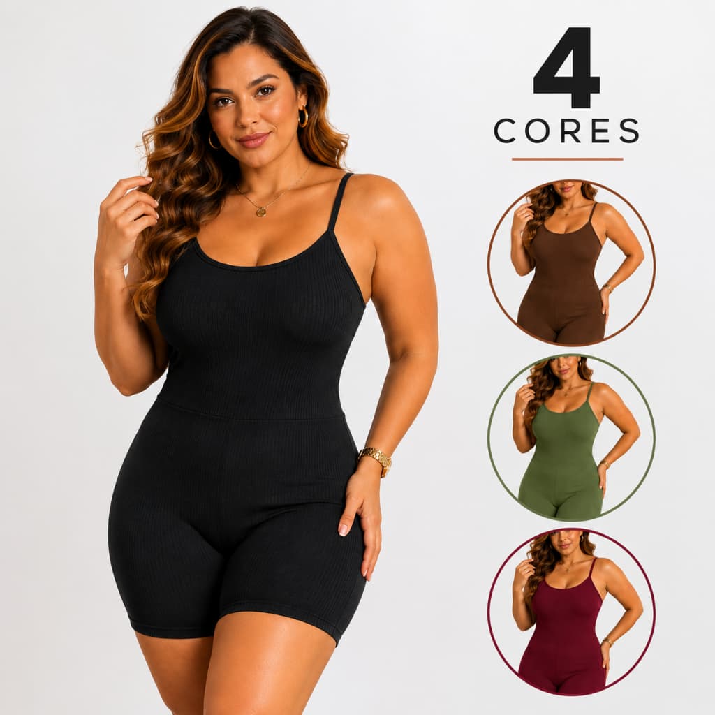 Macaquinho Plus Size Feminino Estiloso Anarruga Short Alça Fina Macacão Academia  Fitness Shortinho Malhar P055