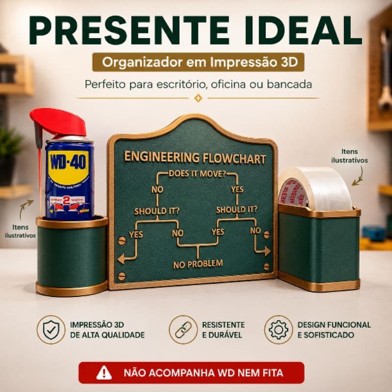 Organizador de Mesa Fluxograma Impressão 3D Presente Criativo Dia dos Pais