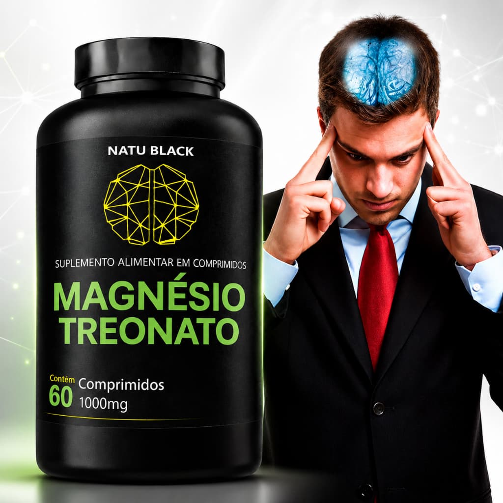 Treonato de Magnésio Original 1000 mg L Treonina 60 Comprimidos - POTE PARA 30 DIAS USO