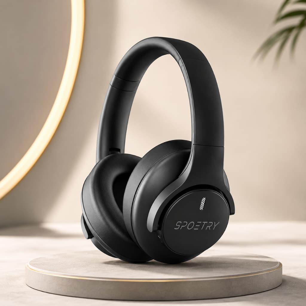 Fone de Ouvido Bluetooth Sem Fio Headphone Over-Ear Ajustável com Almofadas Macias Confortável para Música