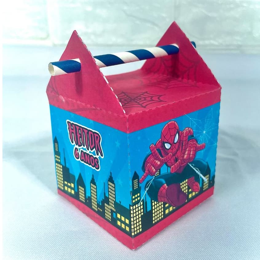 Caixa Canudo Personalizada Homem Aranha (Pegue e Monte)
