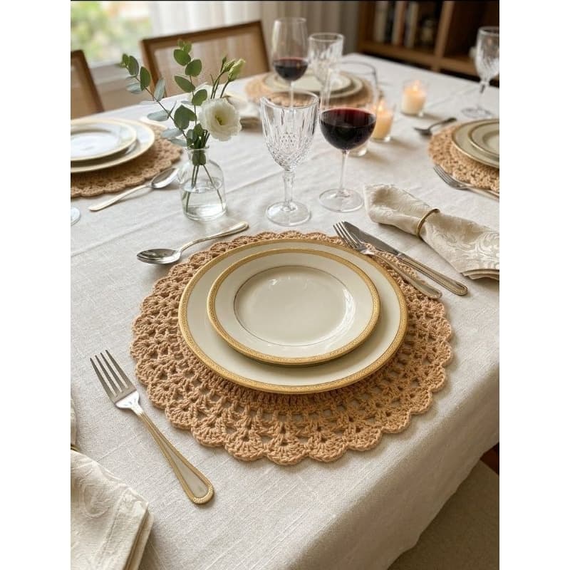 Sousplat de Crochê 40cm – Centro de Mesa | Toalhinha de Mesa | Jogo Americano Artesanal