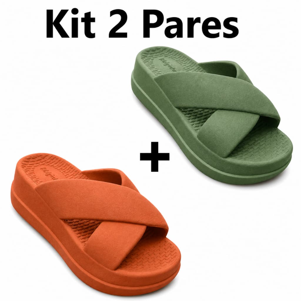 Kit 2 Pares Sandália Puff Plataforma Feminino Confortável Casual