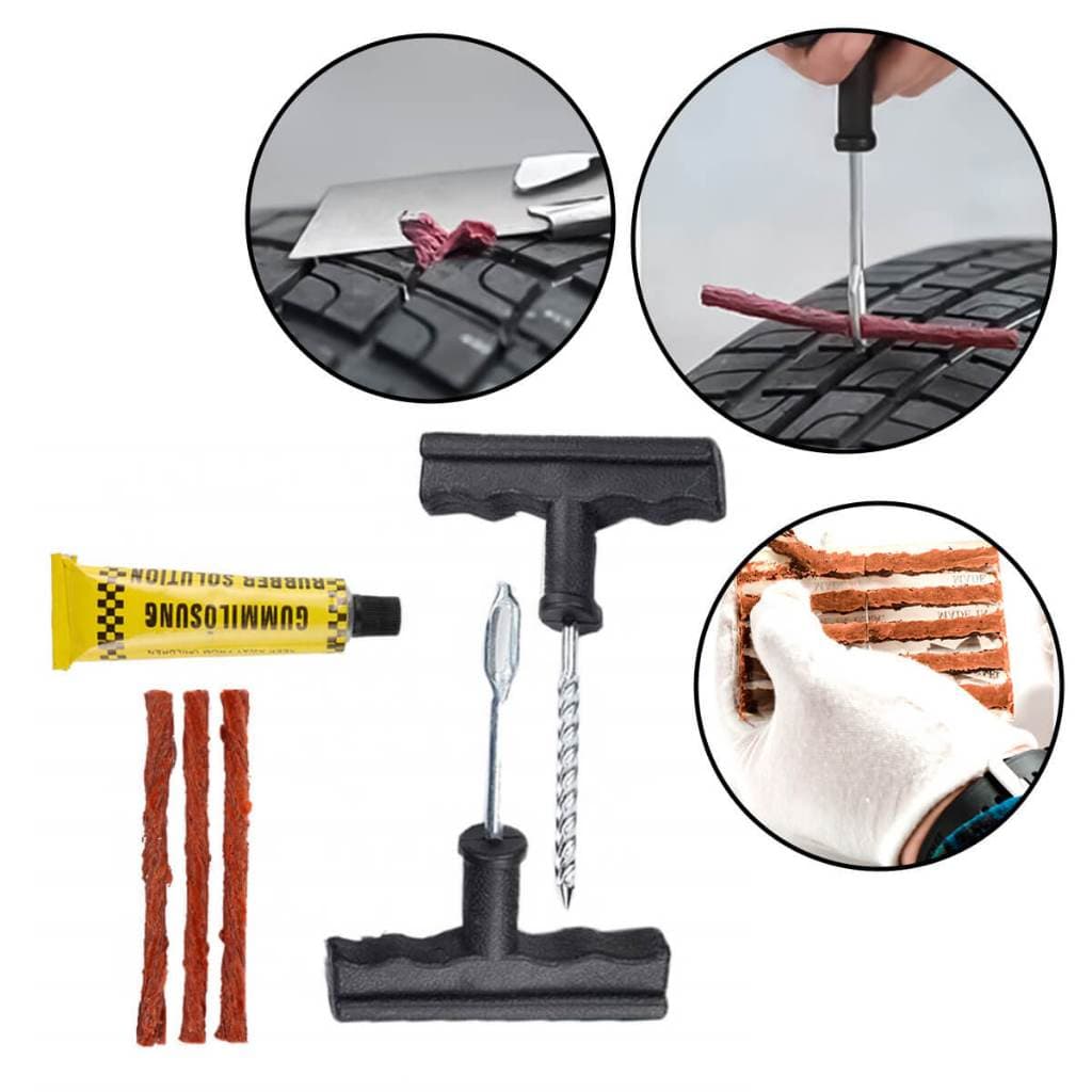 Kit Reparo Pneu Completo Para Emergência Reparo Remendo para Carro Moto e Bike