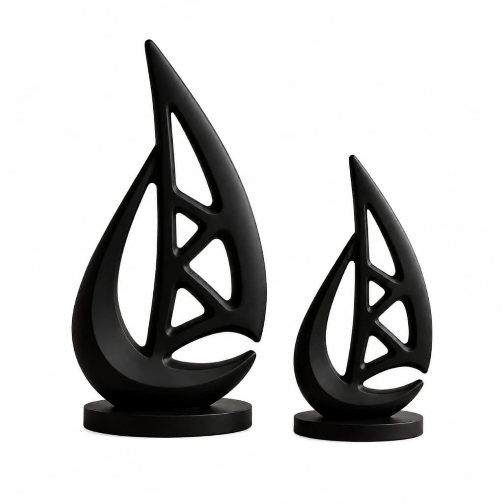 Kit 2 Barcos Decorativos Veleiro Moderno Minimalista Luxo | Escultura para Sala, Estante, Aparador e Escritório