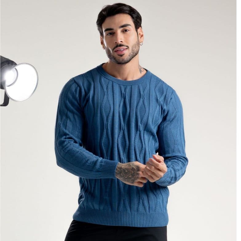 SUETER TRICOT COM TRAMA TIJOLINHO INVERNO 26 CHIQUE