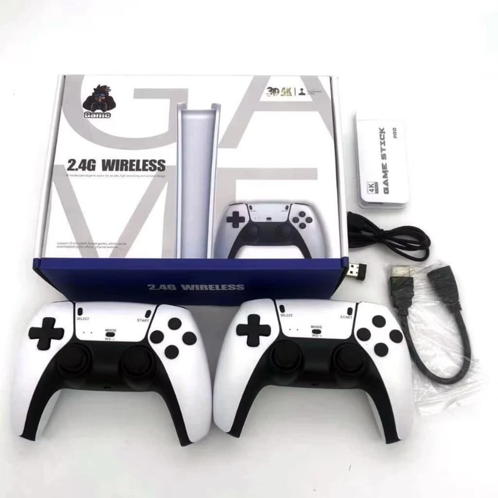 Game Stick M15 4K HDMI Console Retro TV 2 Controles Sem Fio Cartão 64GB Expansão TF Wireless Plug Play