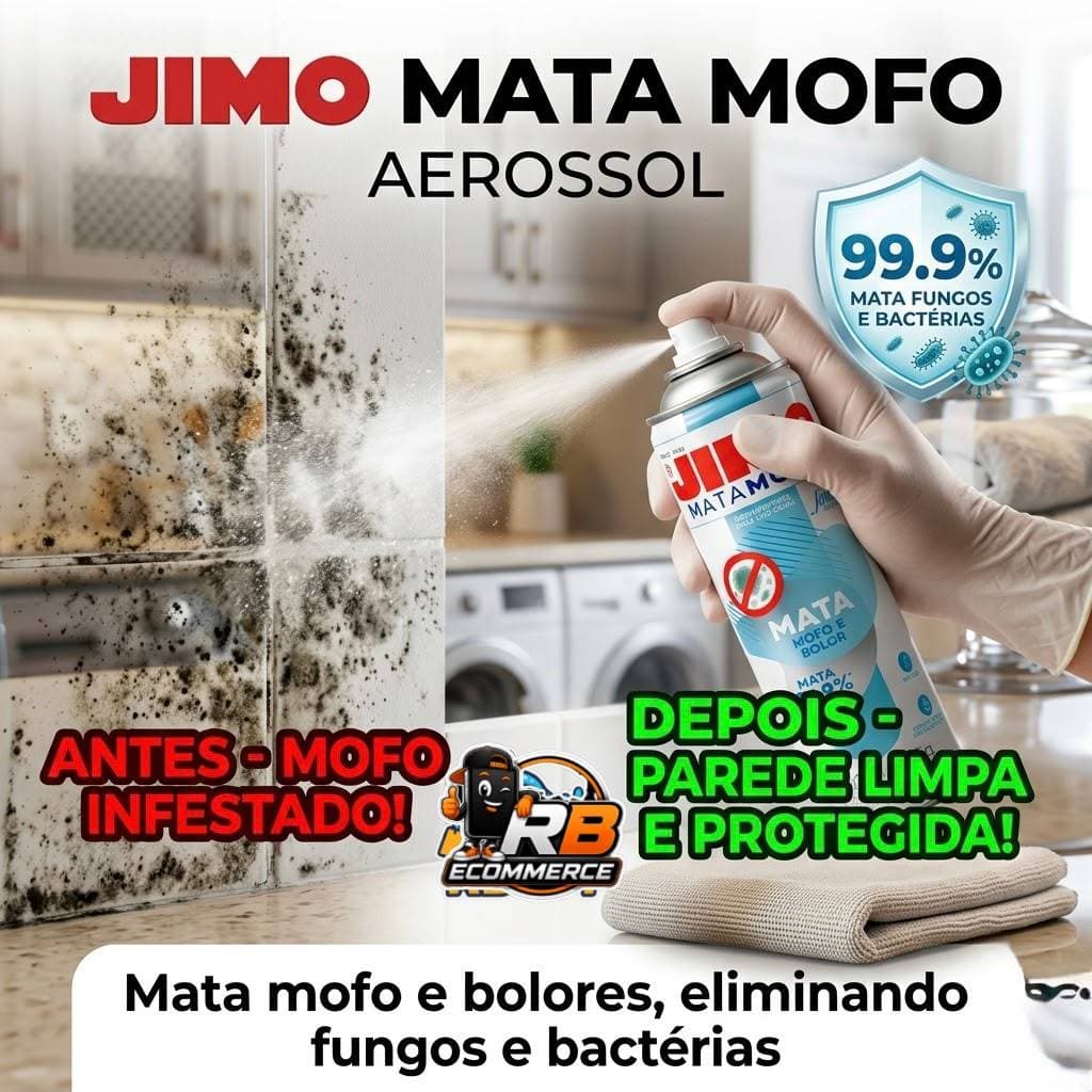 Jimo Mata Mofo 300ml Spray Sem Cloro Elimina Mofo Bolor Fungos Bactérias Armários Paredes Banheiro