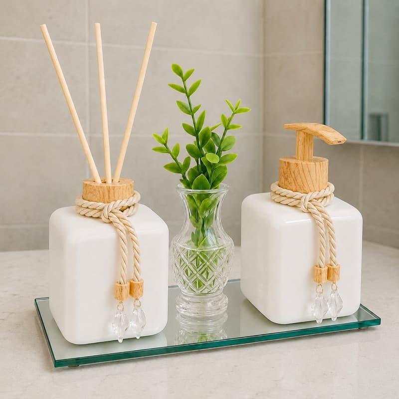 Kit Lavabo Pet Madeira Com Bandeja e Vasinho Luxuoso