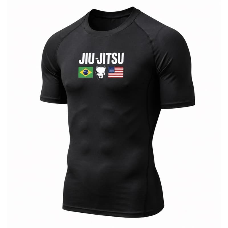 Camisa Manga curta Compressão Rash Guard TREINO JiuJitsu MMA Secagem Rápida
