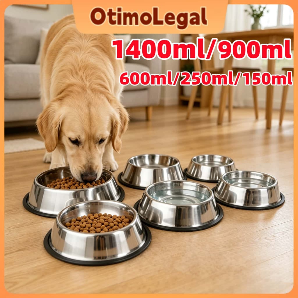 Comedouro ou Bebedouro Inox Para Pet Cachorro Gato e Outros com Base Antiderrapante