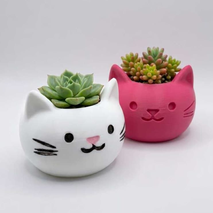 Vaso Cachepot Gatinho Fofo - Suculenta e Decoração - kit 2 unidades