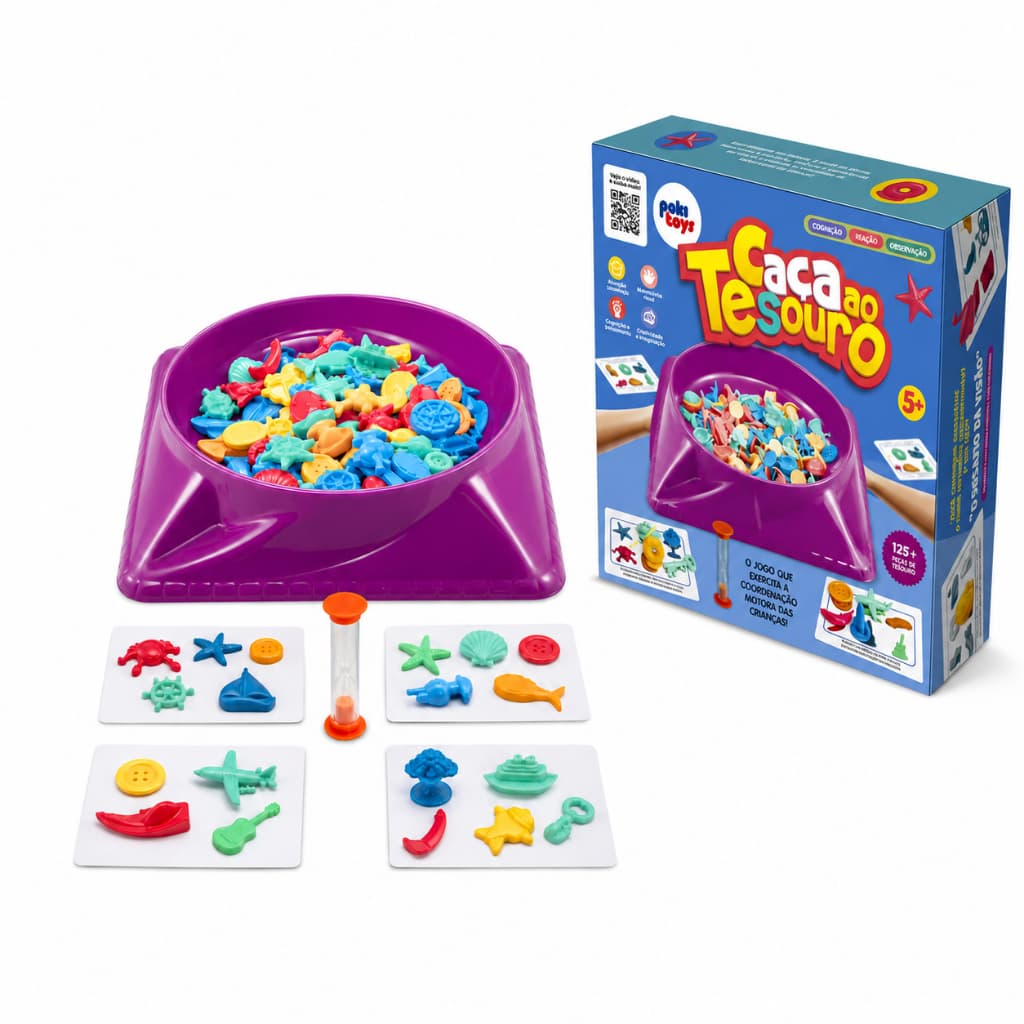 Jogo Caça ao Tesouro 125 Peças Ampulheta Jogo Tabuleiro Infantil Educativo Memória Criança Família