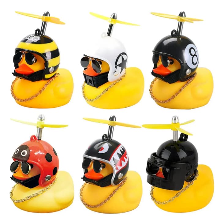 Pato Buzina Bike Sino Guidão Bicicleta Capacete Hélice Cor Amarelo variado