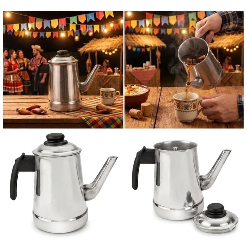 Canecao Bule Tradicional Alumínio 1,5 Litros Cabo Baquelite Térmico