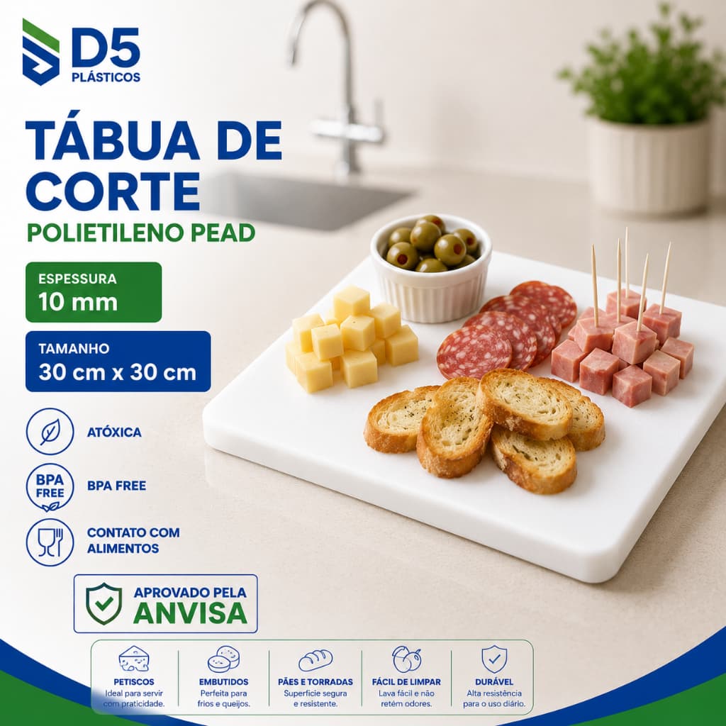Tábua Para Corte Polietileno 10mm X 30cm X 30cm Para CNC Router Padaria Mercado Açougue Apto Restaurante Legumes Carnes