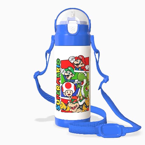 Garrafinha Térmica Personalizada Super Mario Com Nome Alça e Canudo 350ml Garrafinha termica infantil Super Mario