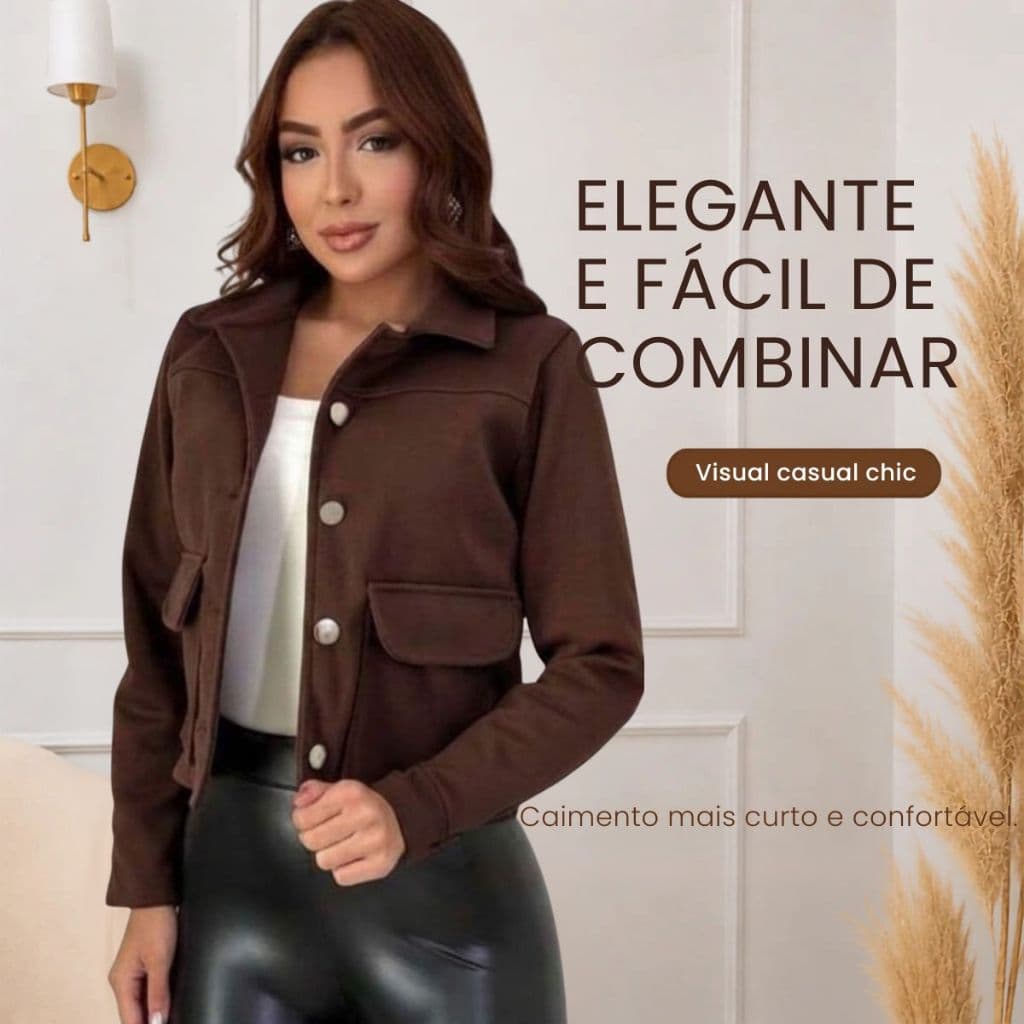 Jaqueta Feminina em Lã Batida Premium – Elegante, Quentinha e Confortável | Outono/Inverno com Bolsos Casual