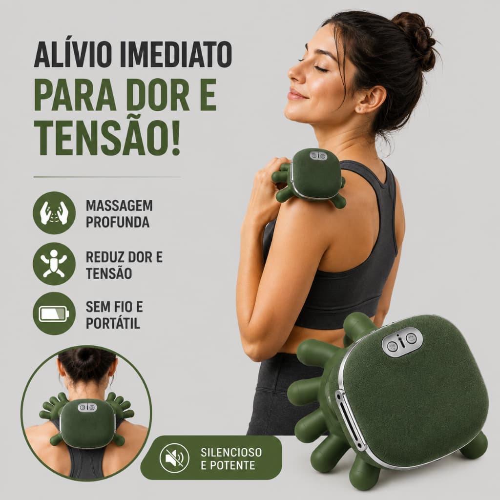 Massageador elétrico portátil pescoço calmante intensidade de 3 velocidades + aquecimento