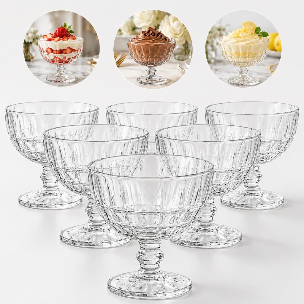 Jogo Kit Taças de Vidro Borossilicato Transparente Para Sobremesa Bowl Sorvete Açaí Doces 240ml