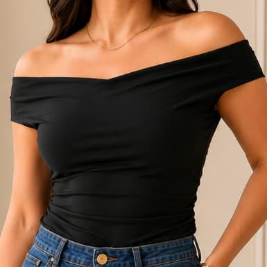 Blusas feminina ombro a ombro poliamida forrada atemporal moda blogueira