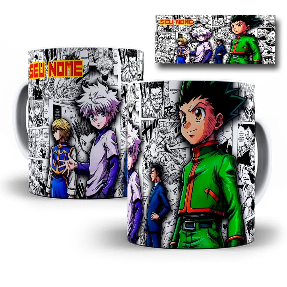 Caneca Personalizada Anime Hunter x Hunter Com Nome 325ml Porcelana Presente Criativo