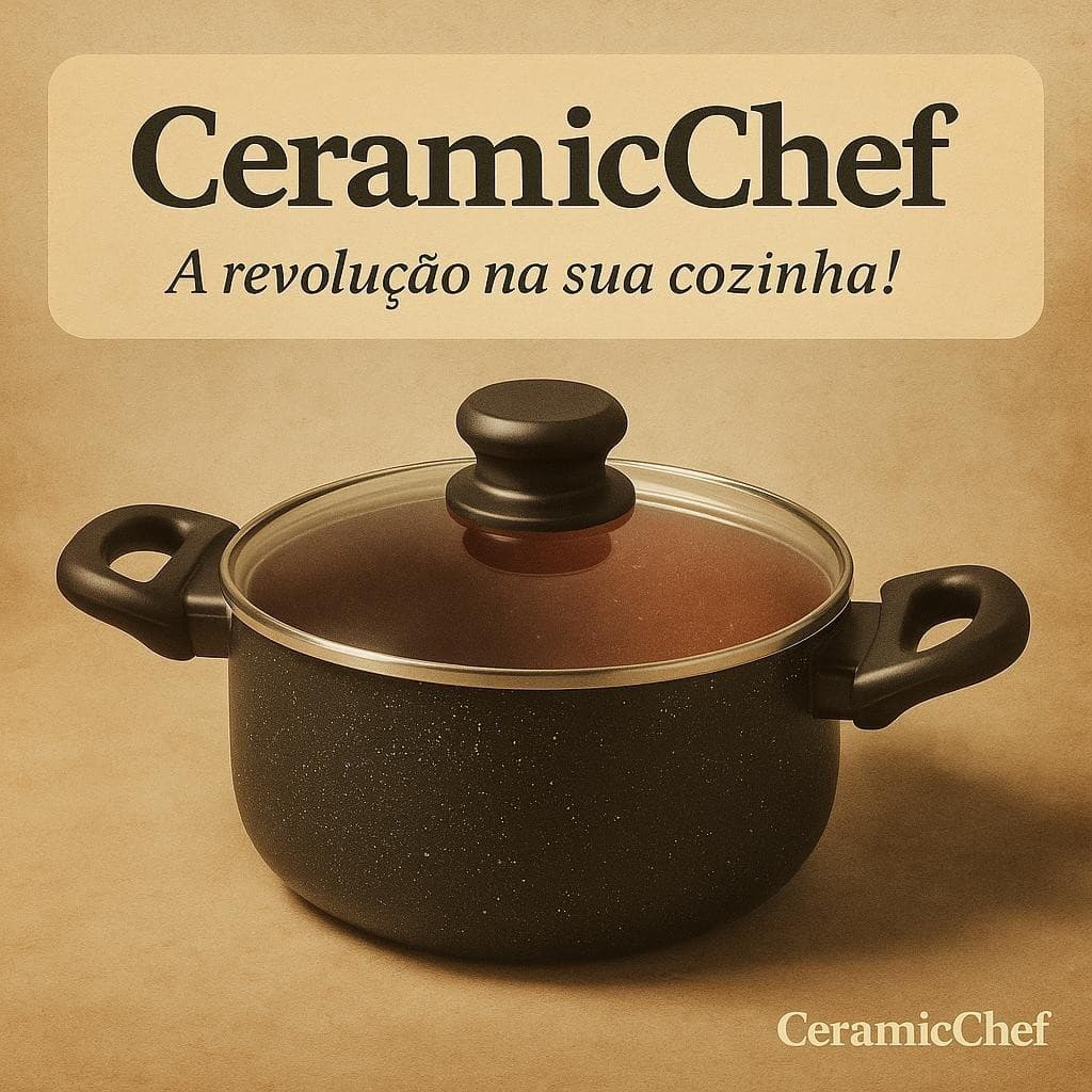 Caçarola Cerâmica 20cm Antiaderecente Tampa Vidro Alta Durabilidade