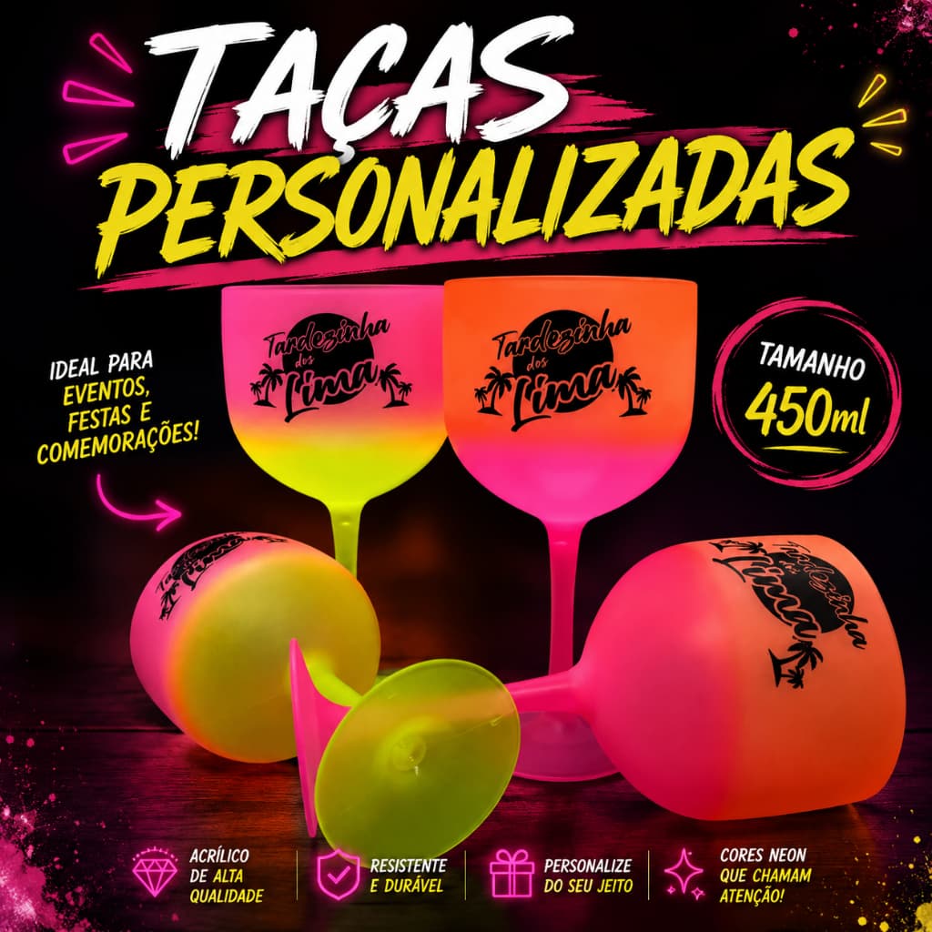 Kit 20 Taças de GIN degradê 450ml Festas, Drinks, Eventos, Aniversários, Tardezinha - Personalizadas
