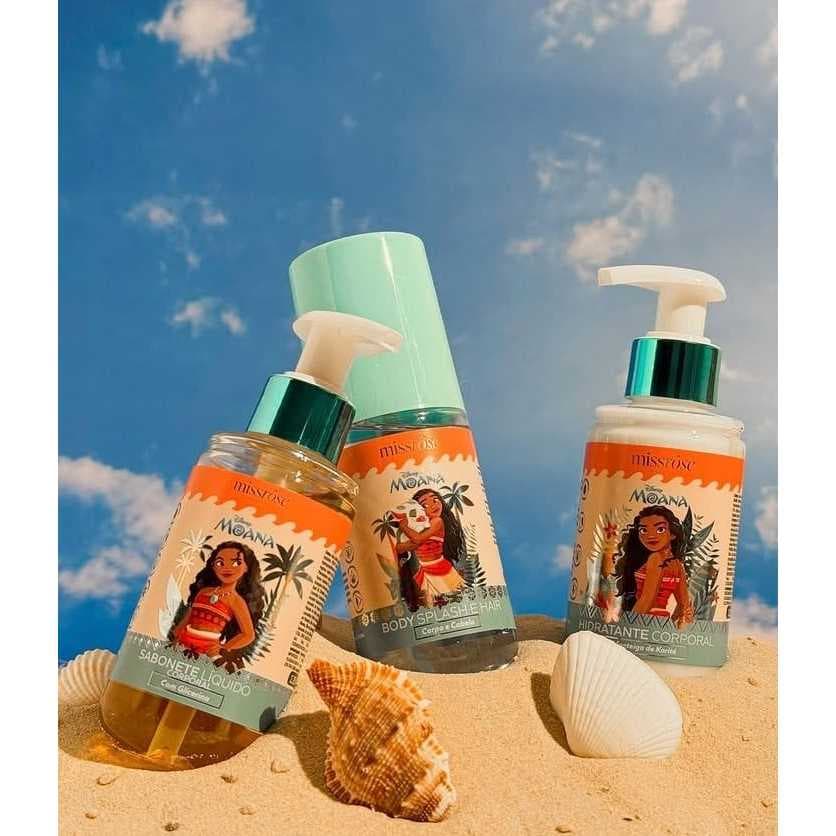 Kit Cuidados pessoais 3 em 1 - Moana - MissRôse -(3 itens) - Sabonete Líquido, Hidratante Corporal, Body Splash