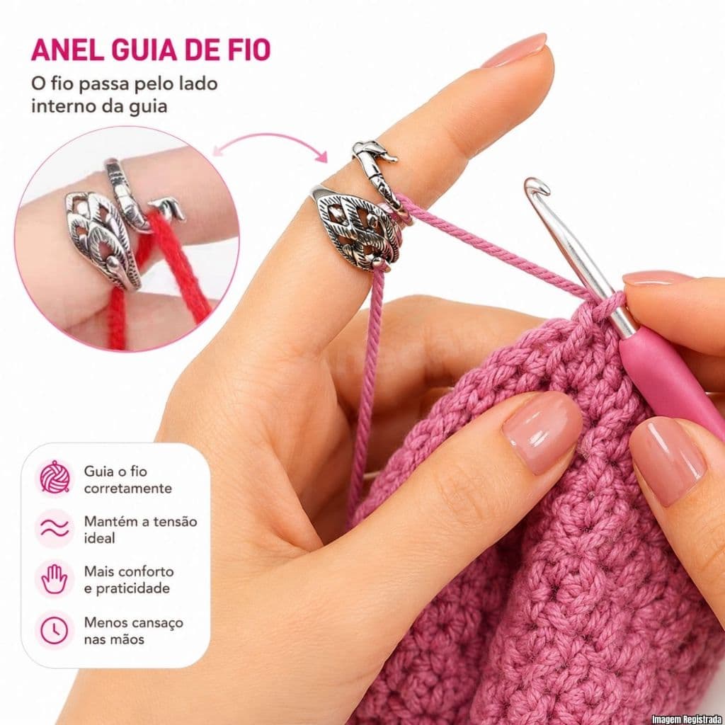 Anel Guia De Fio Para Crochê Tricô Ajustável Regulador De Tensão Universal Artesanato Super Pratico