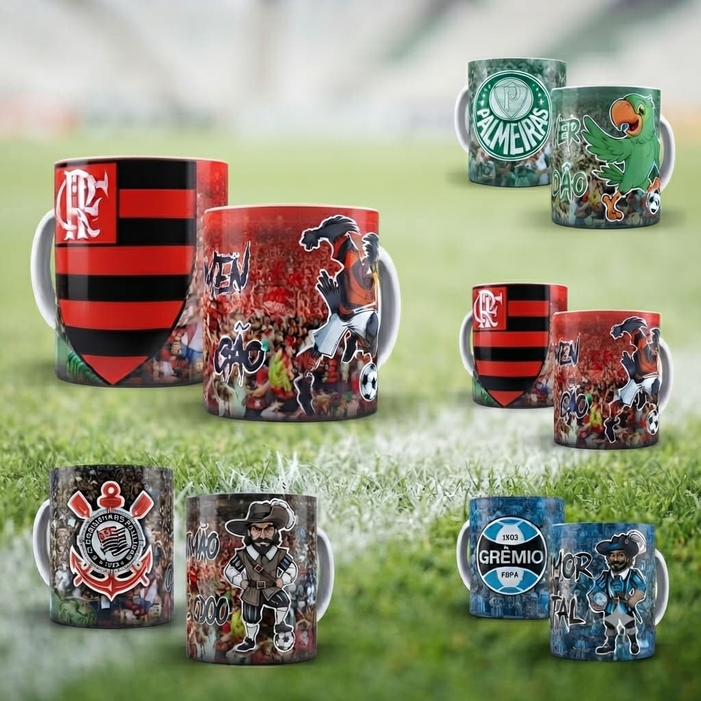 Caneca Time Coração Personalizada Com Nome Porcelana Cerâmica Futebol Uso Exclusivo Pai Mãe Amigo