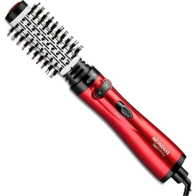 Escova Rotativa Mondial 1000W Menos Frizz Brilho Resultado de Salão Modela Com Brilho Seca Duplo Giro Cerâmica Queratina